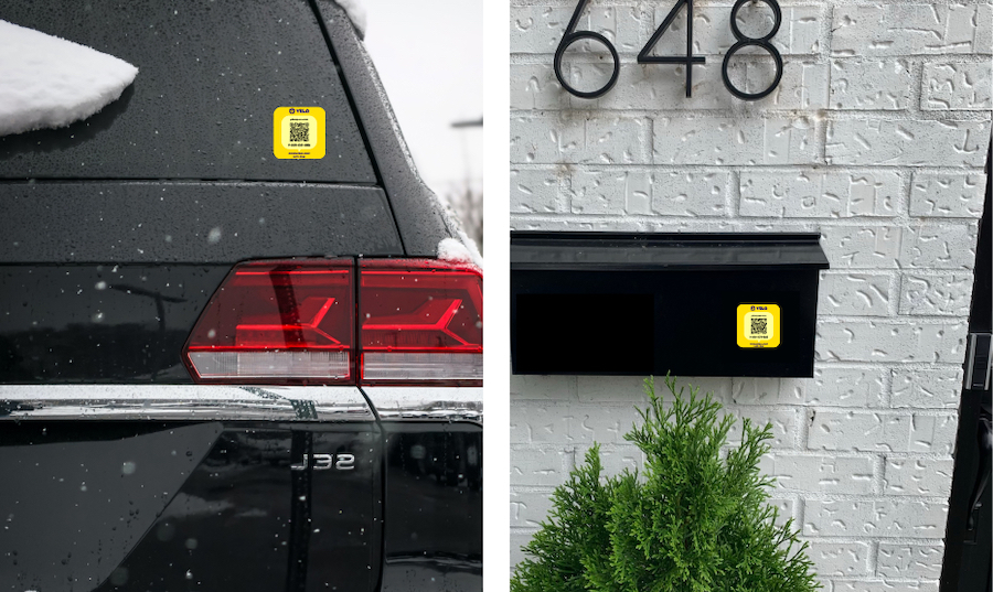 Stick Yelo on the rear window of your car or on your house door to connect them.