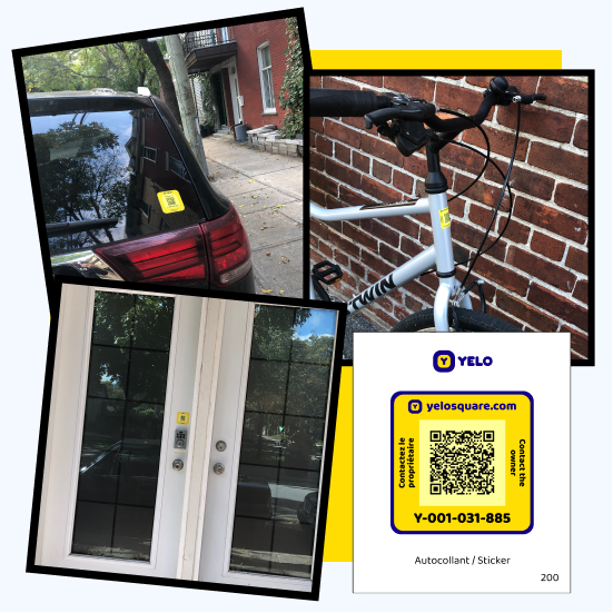 Stick a Yelo QR code on your car, bike and house